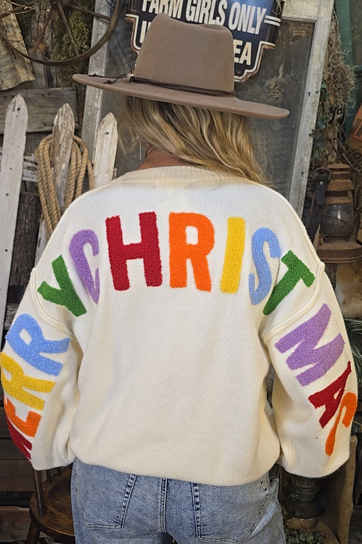 HO HO HO Holiday Ivory Sweater