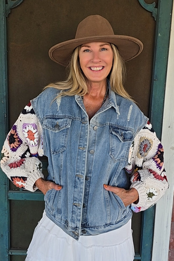 Crochet Dreamer Denim Jacket