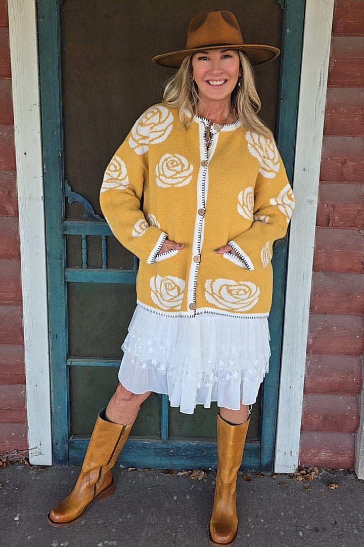Golden Meadow Rose Cardigan