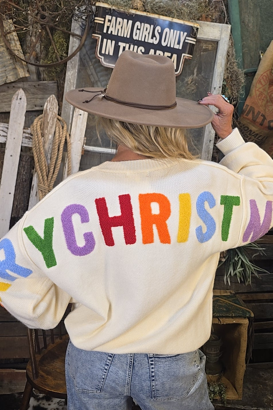 HO HO HO Holiday Ivory Sweater