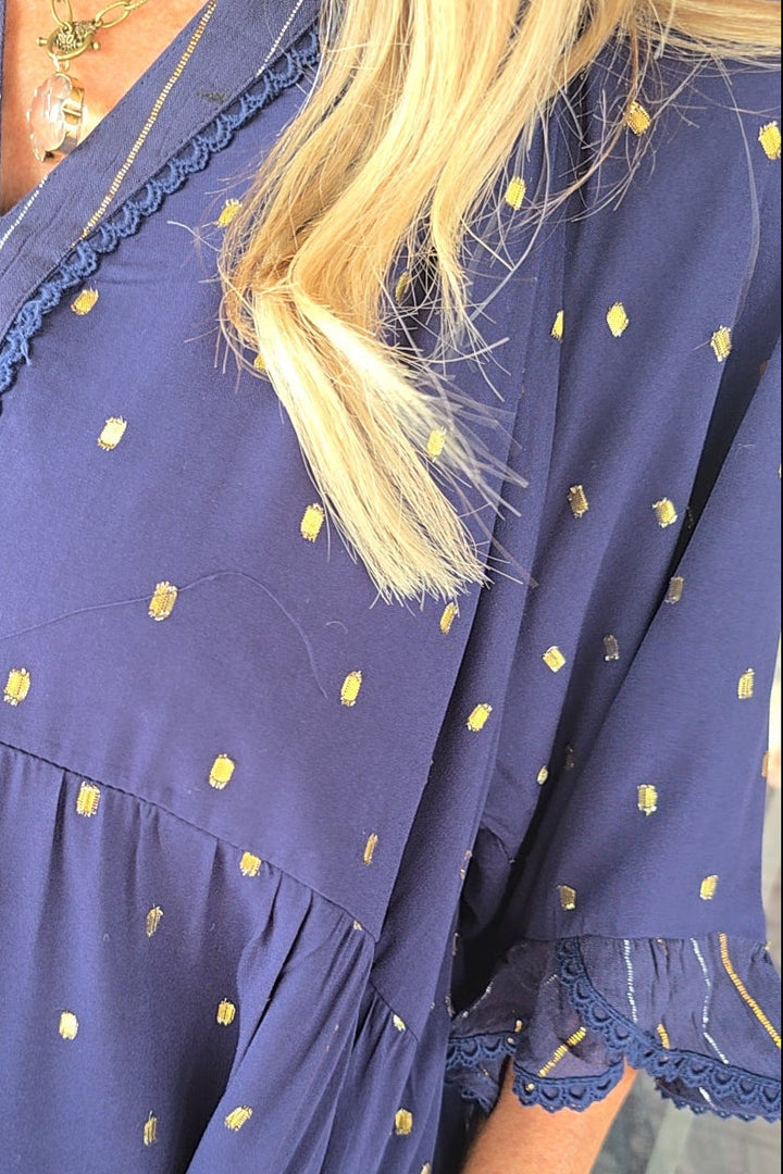Gilded Indigo Dress