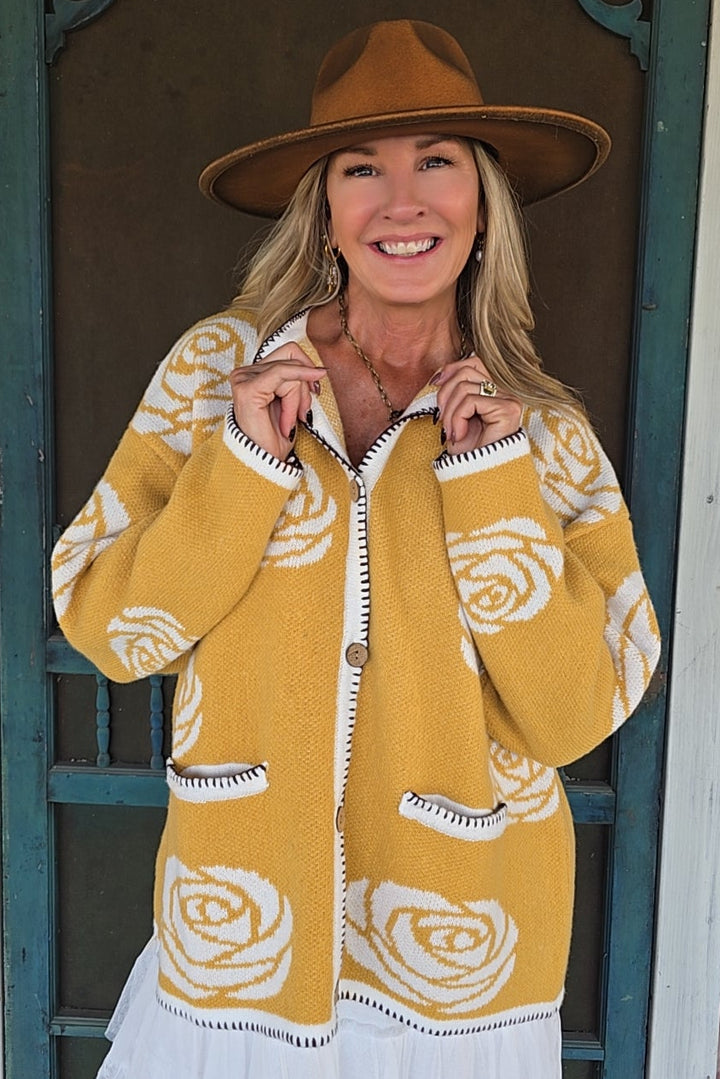 Golden Meadow Rose Cardigan