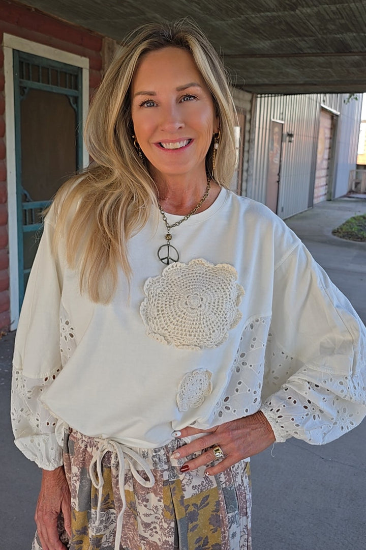 Vintage Eyelet Ivory Blouse