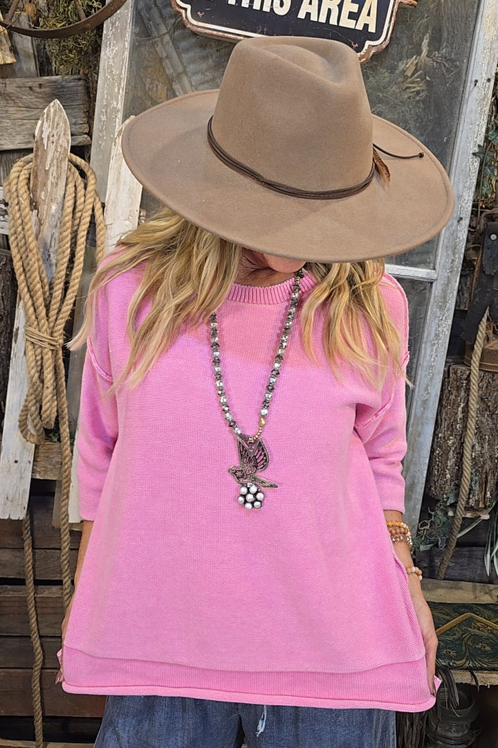 Candy Pink Sweater Top