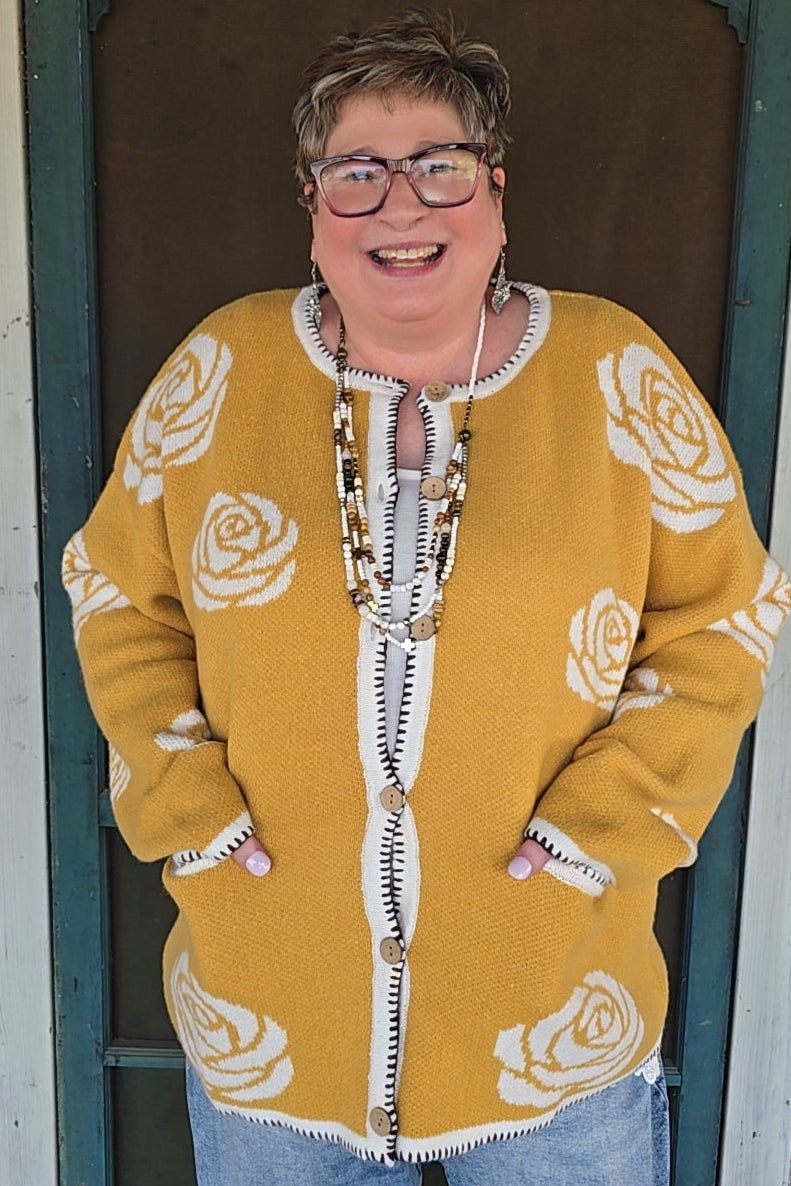 Golden Meadow Rose Cardigan