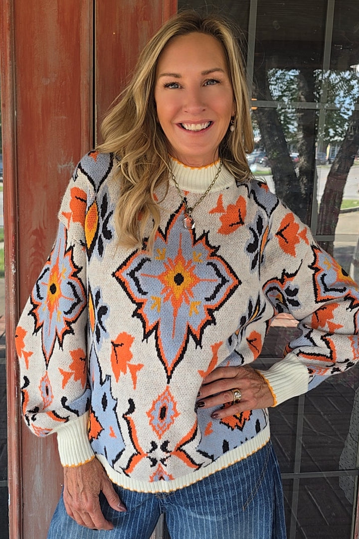 Ivory Sky Mosaic Sweater