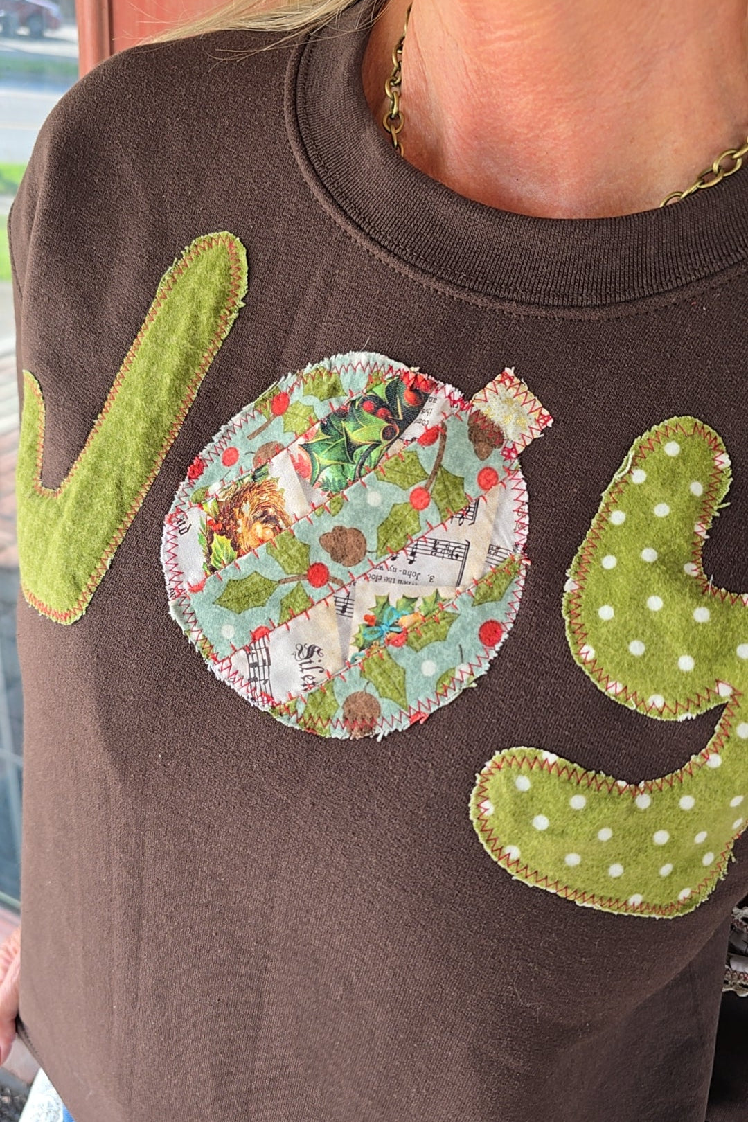 FGO Stitched with Joy Applique Sweatshirt