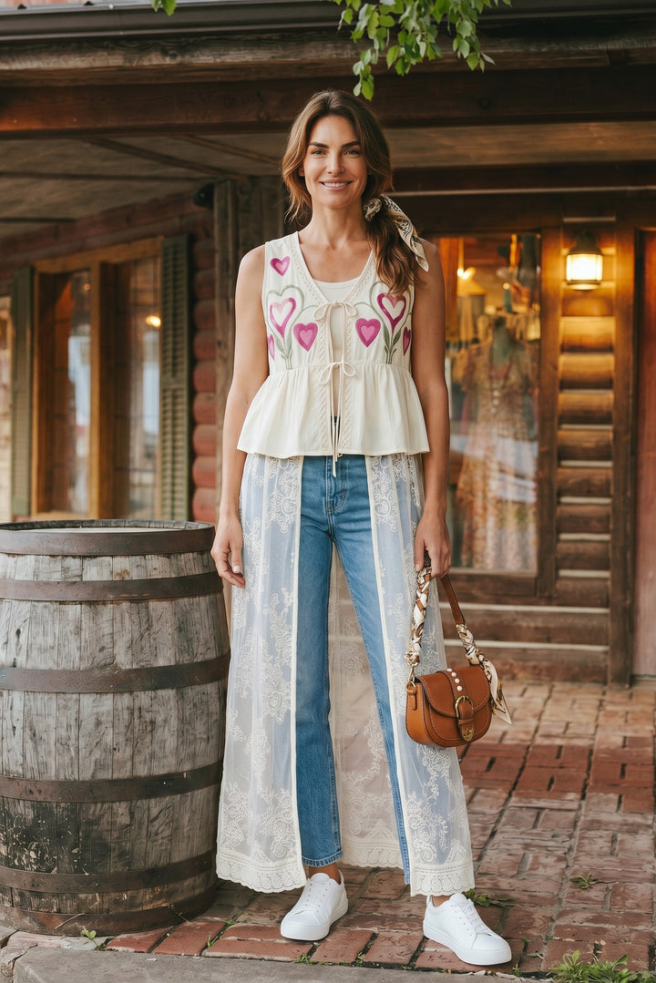 Sweetheart Lace Duster Vest