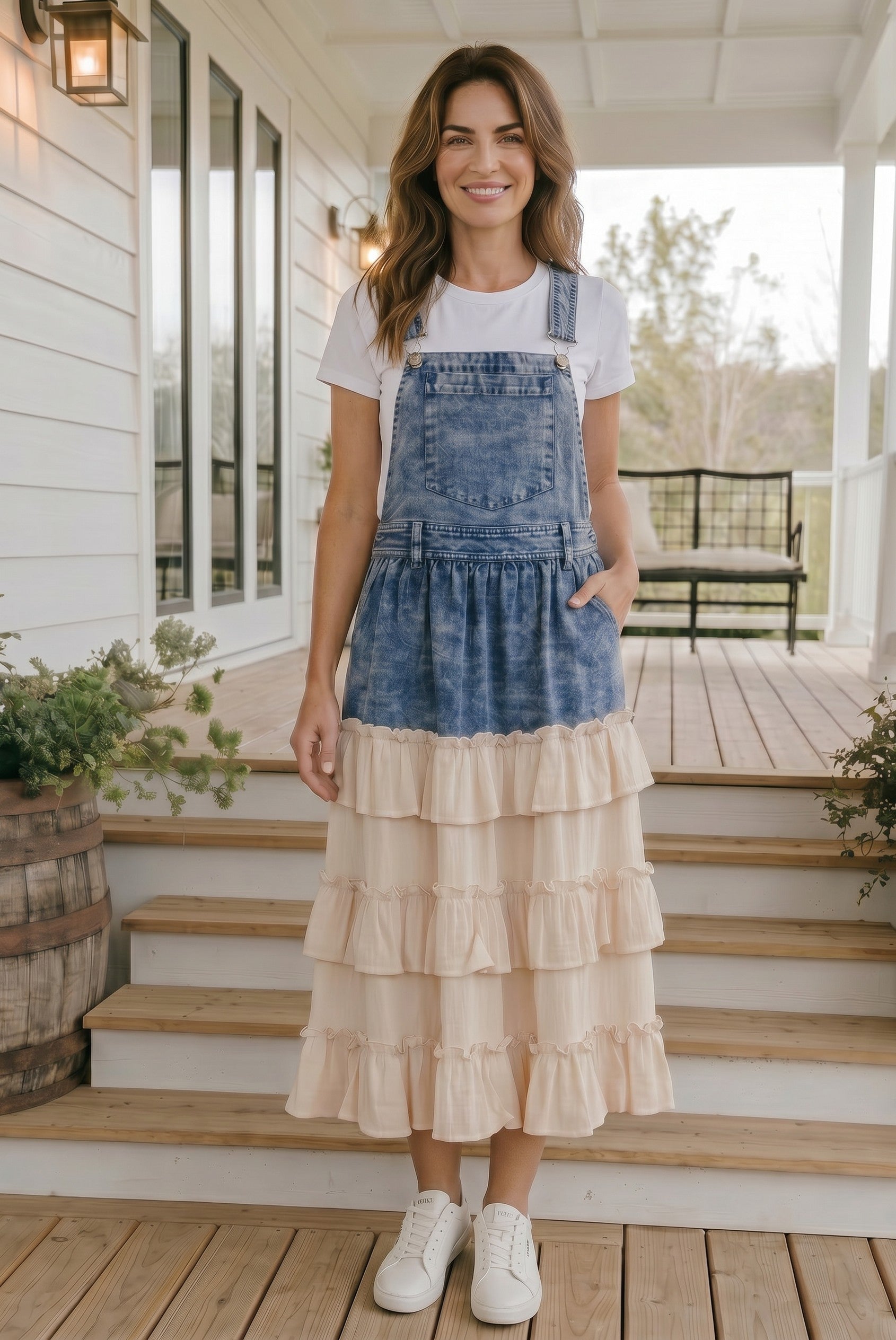 Honey And Harvest Denim Overall Dress S