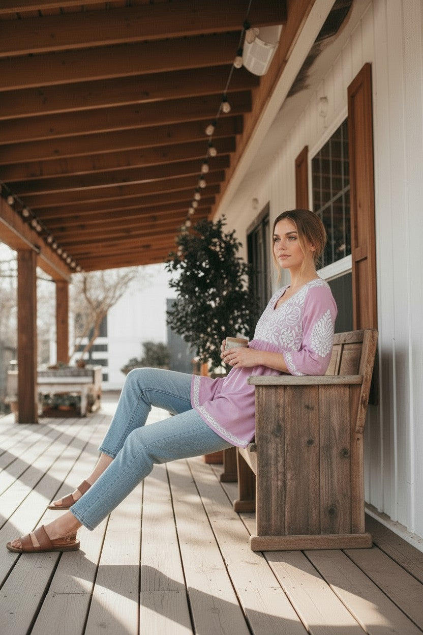 Lilac Garden Cotton Top
