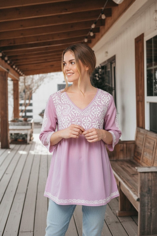 Lilac Garden Cotton Top