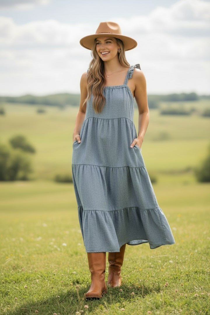 Everly Ruffle Denim Dress