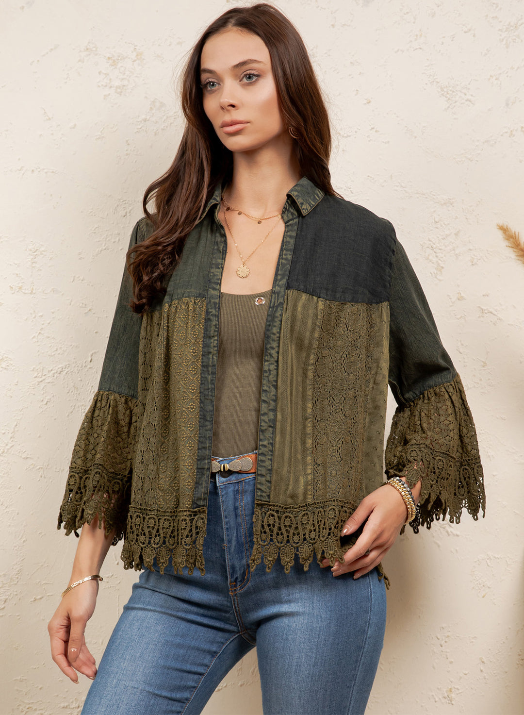 Sedona Sunset Basil Lace Cardigan