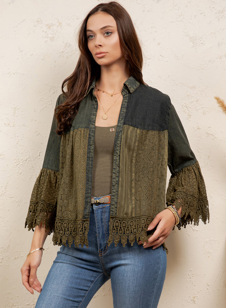 Sedona Sunset Basil Lace Cardigan