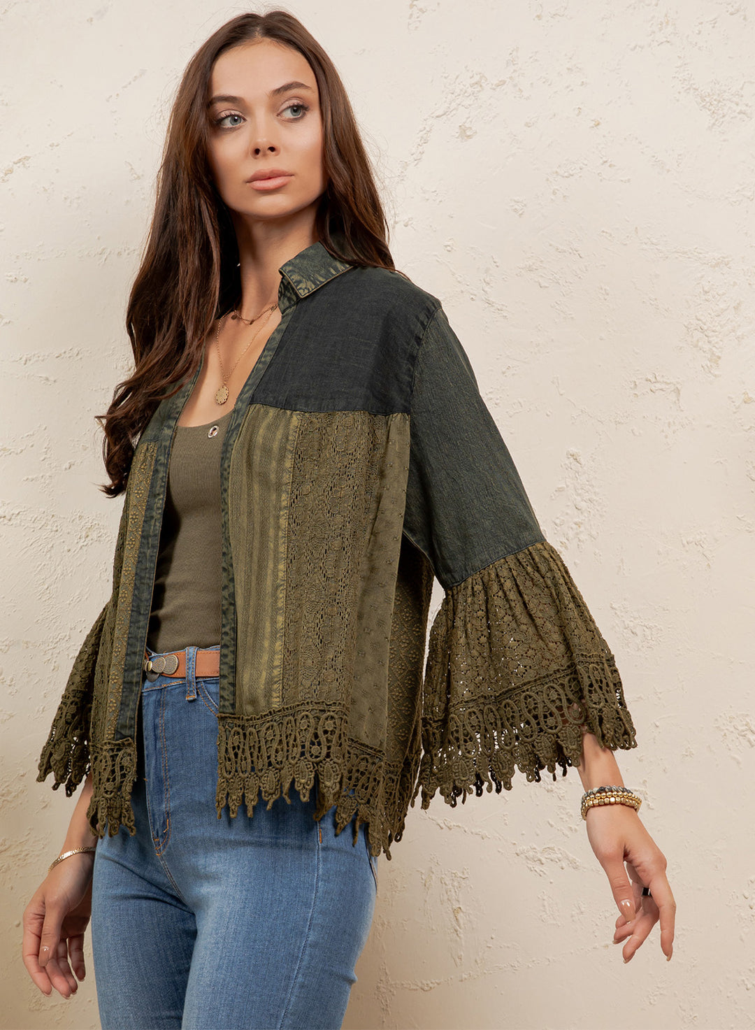 Sedona Sunset Basil Lace Cardigan