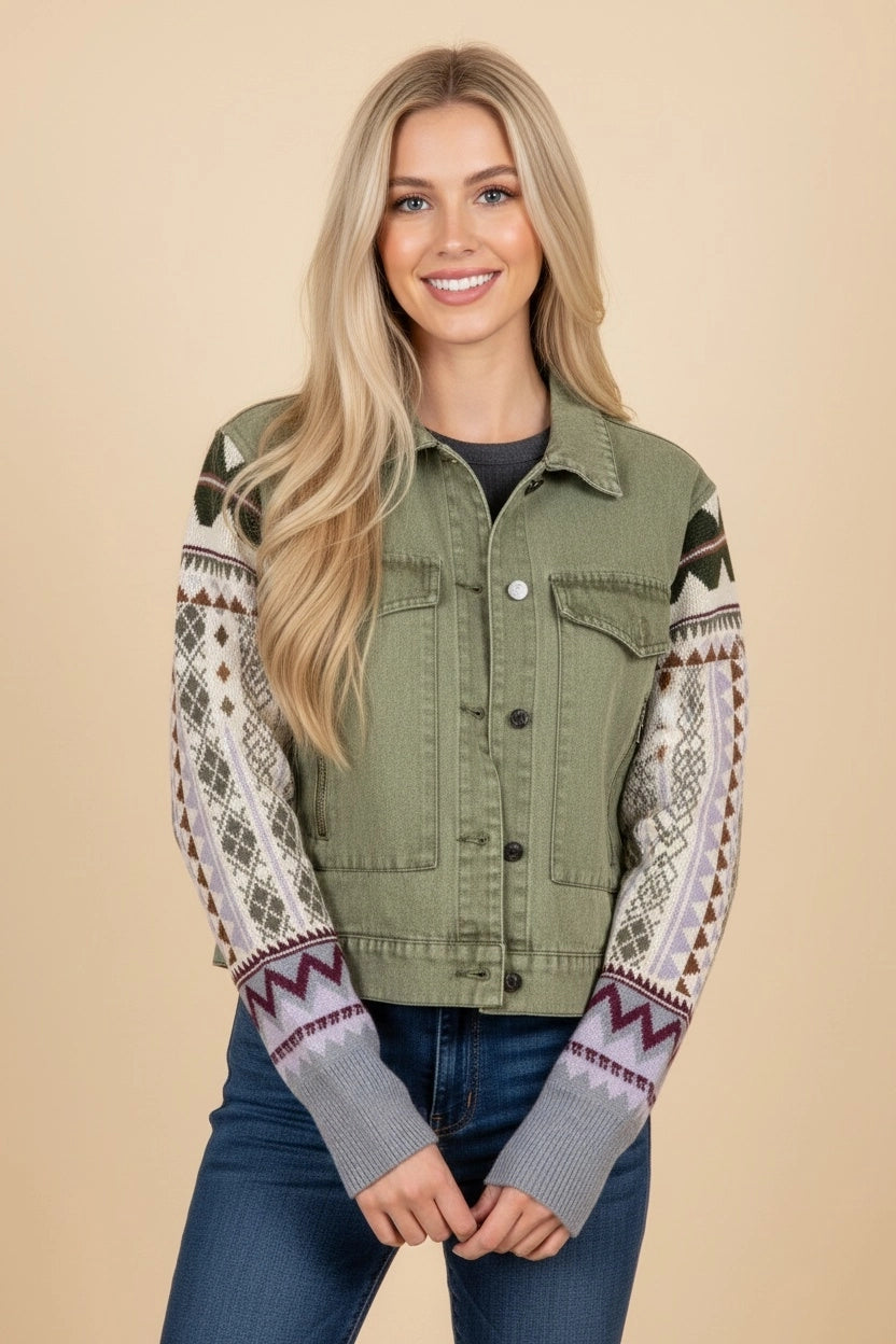 Misty Sage Sweater Sleeve Jacket