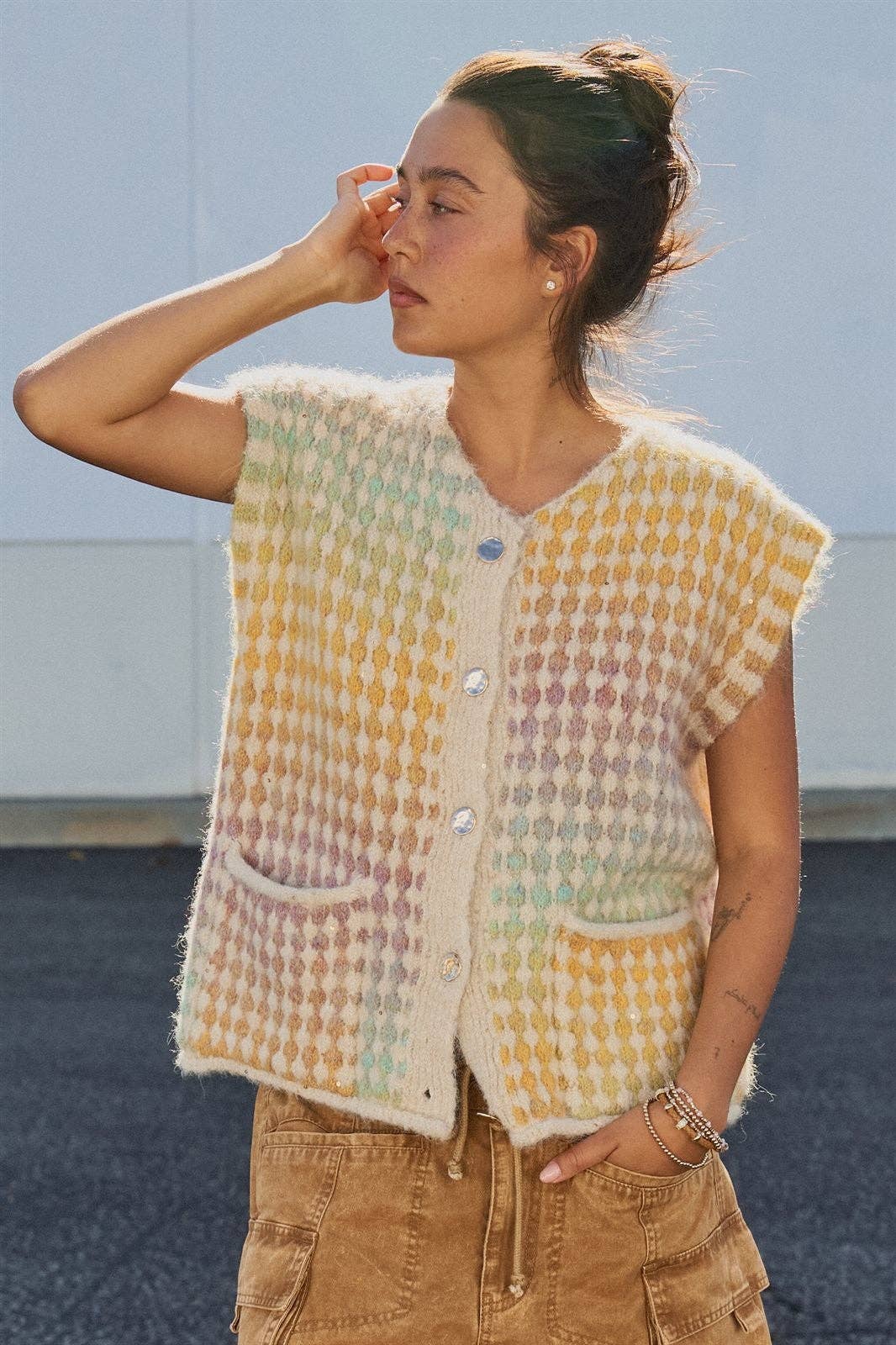 Pastel Mosaic Sweater Vest