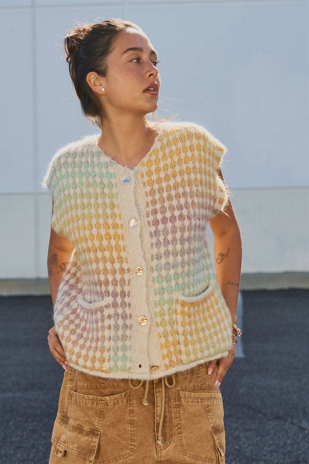Pastel Mosaic Sweater Vest