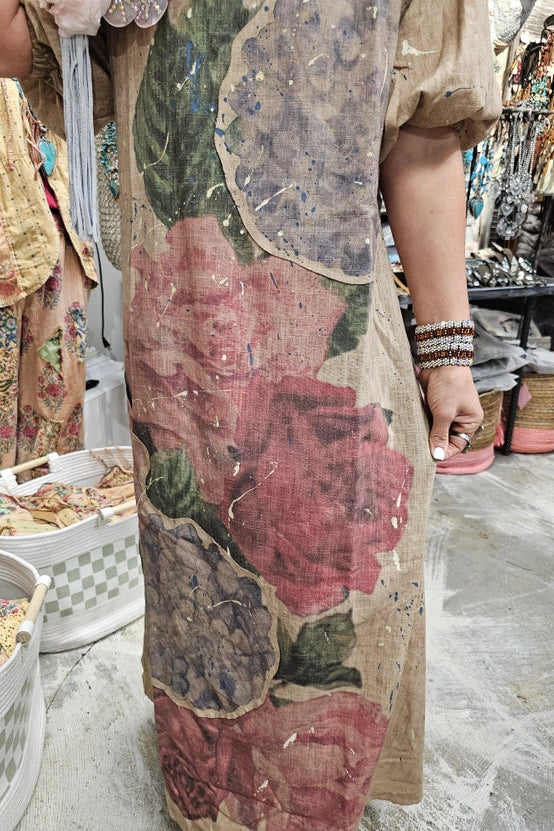 Chateau Rose Linen Dress