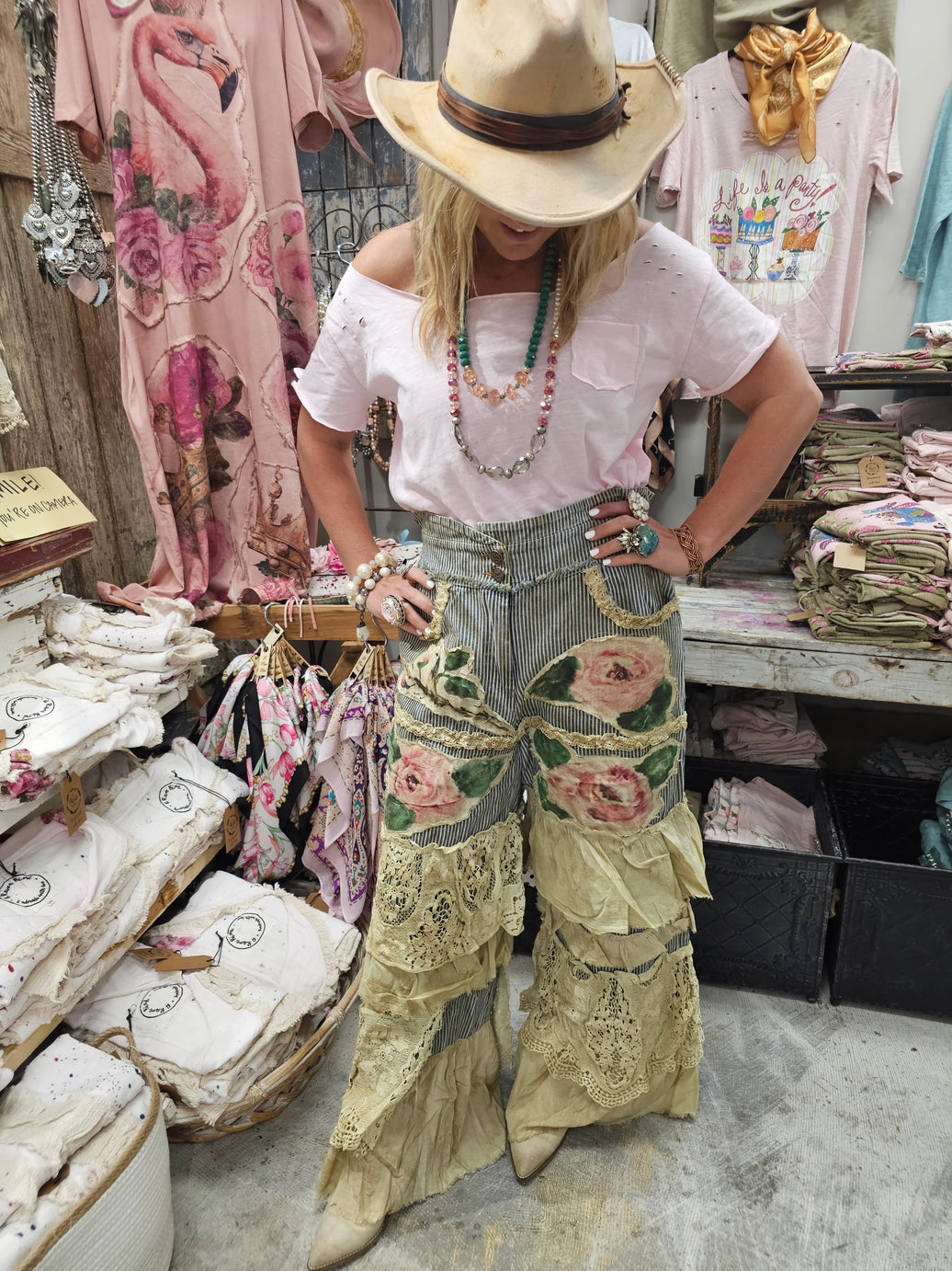 Cottage Rose Ruffle Pants