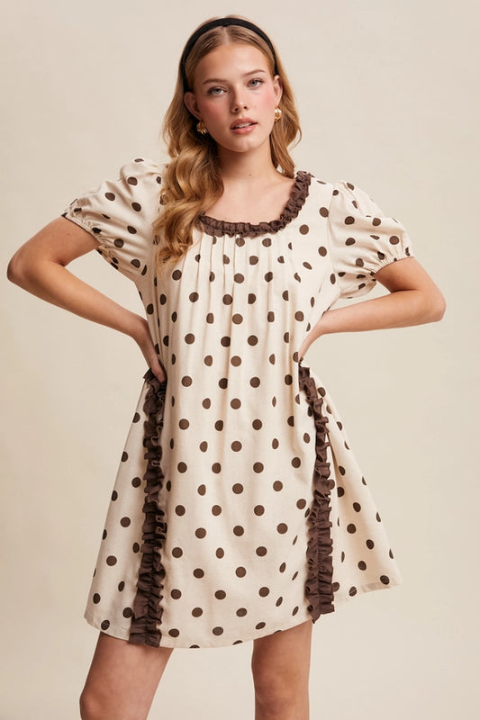 Cocoa Dot Ruffle Dress