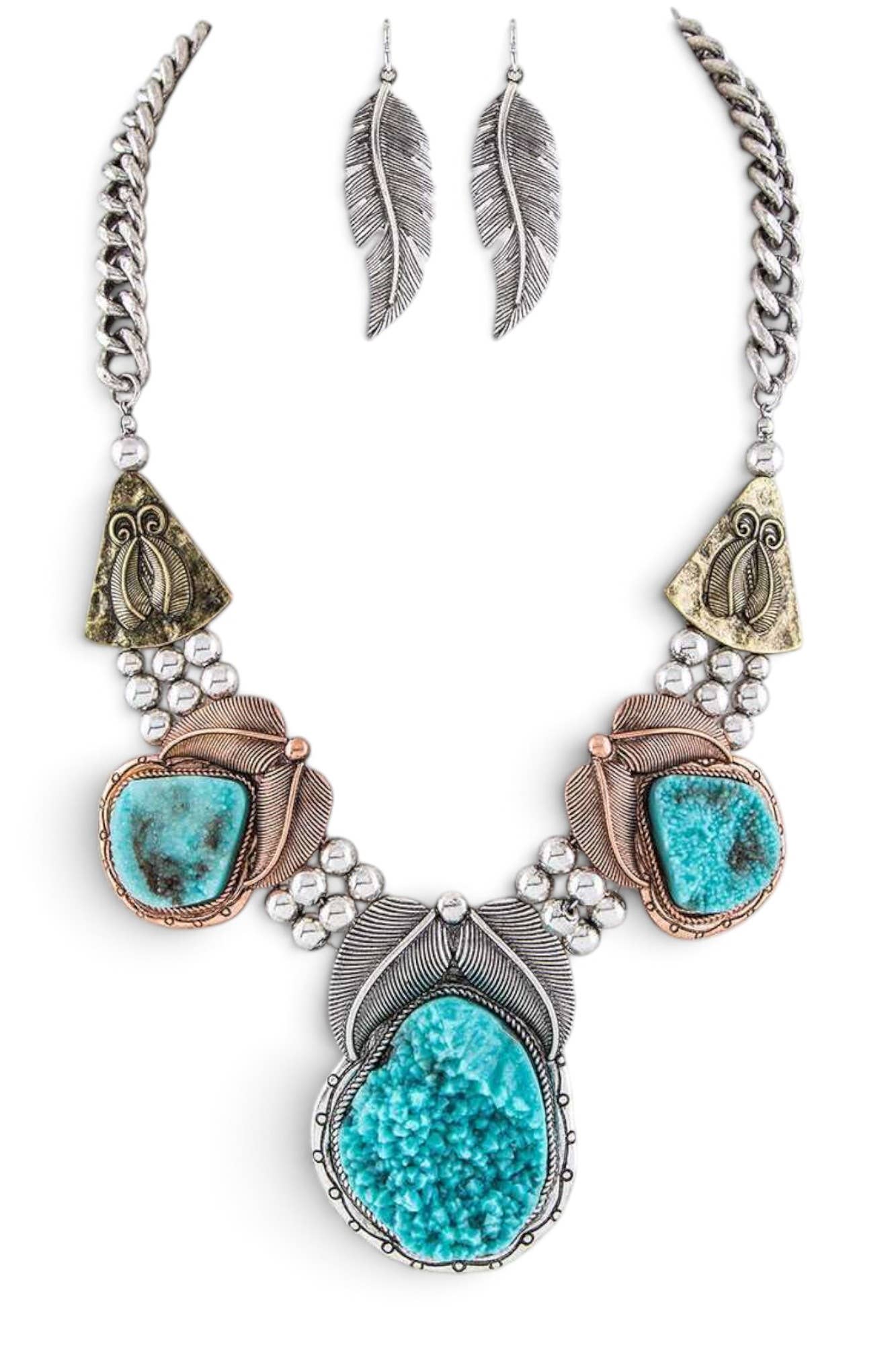 Raw Earth Silver Statement Piece Set