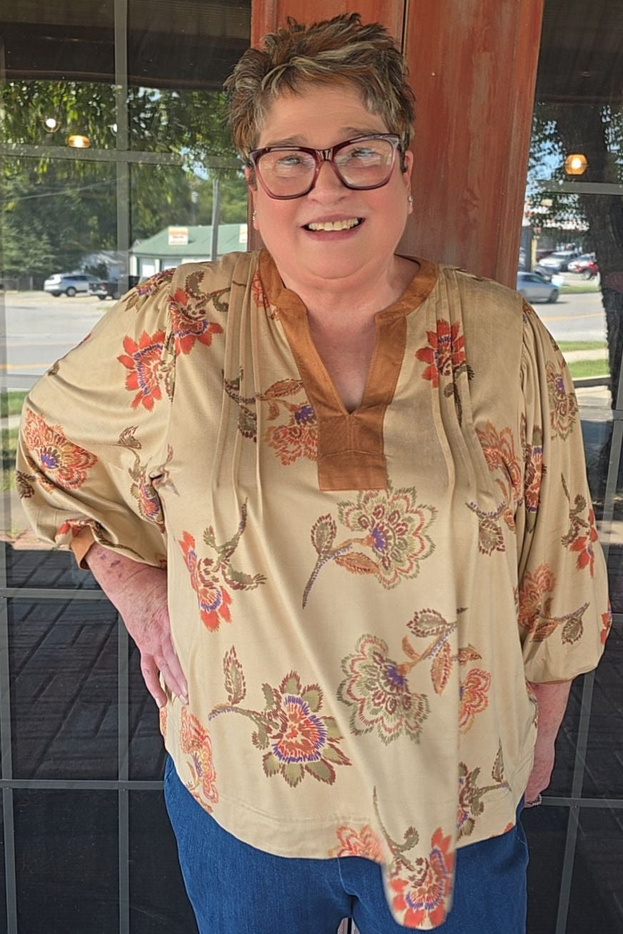 Rustic Blossom Suede Blouse