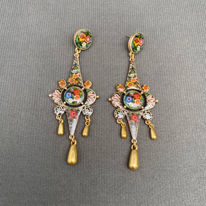 Midnight Floral Dangles