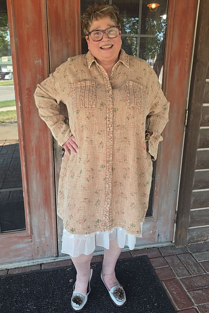 Blushing Blossom Shirt Dress