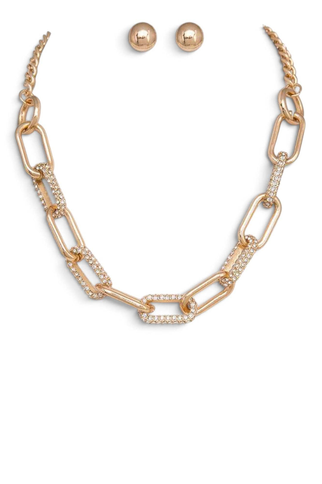 Gilded Crystal Link Necklace Set