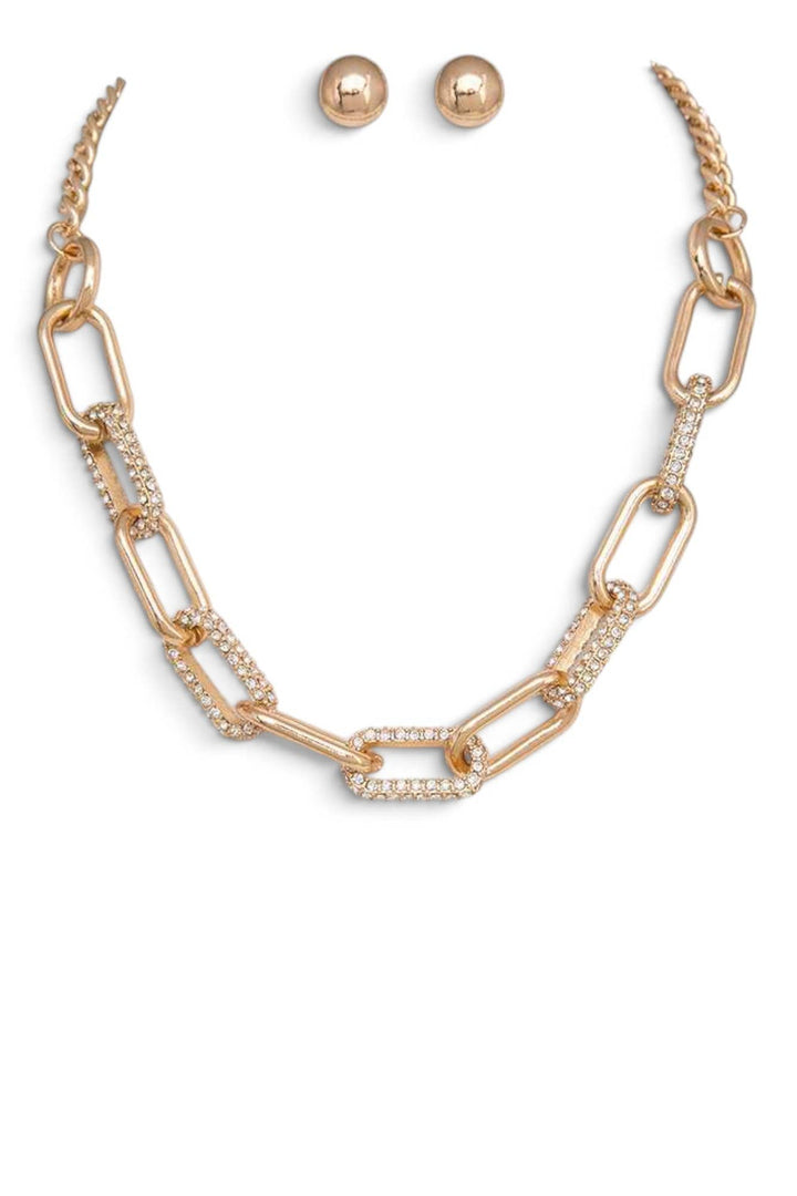 Gilded Crystal Link Necklace Set