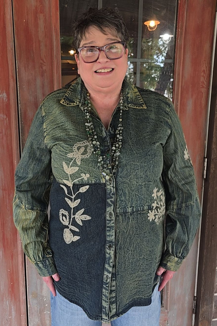 Nightfall Gravel Button-Up Blouse