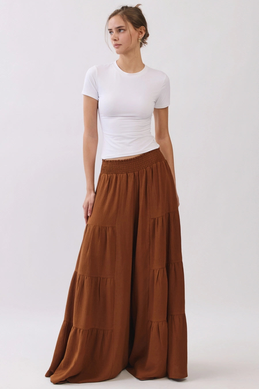 Chestnut Tiered Palazzo Pants