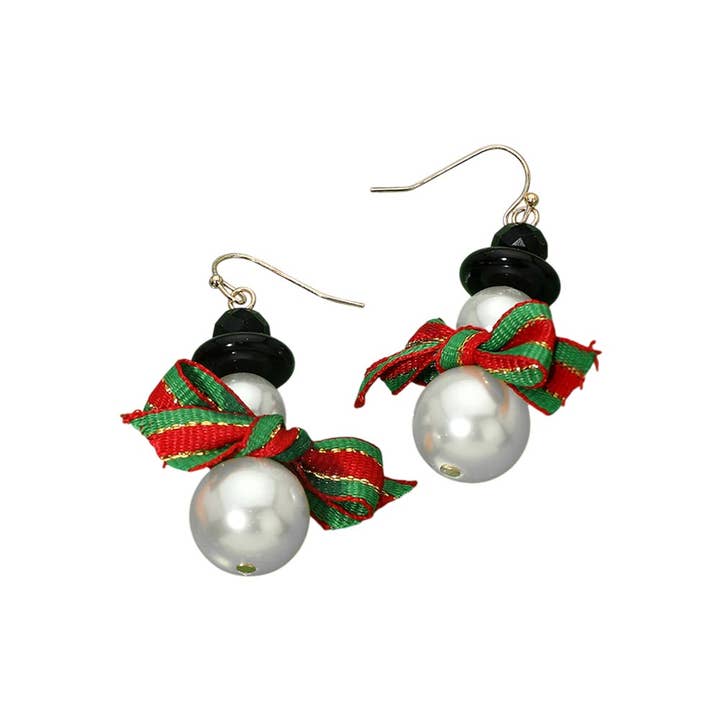 Polished Pearl Snowman Earrings