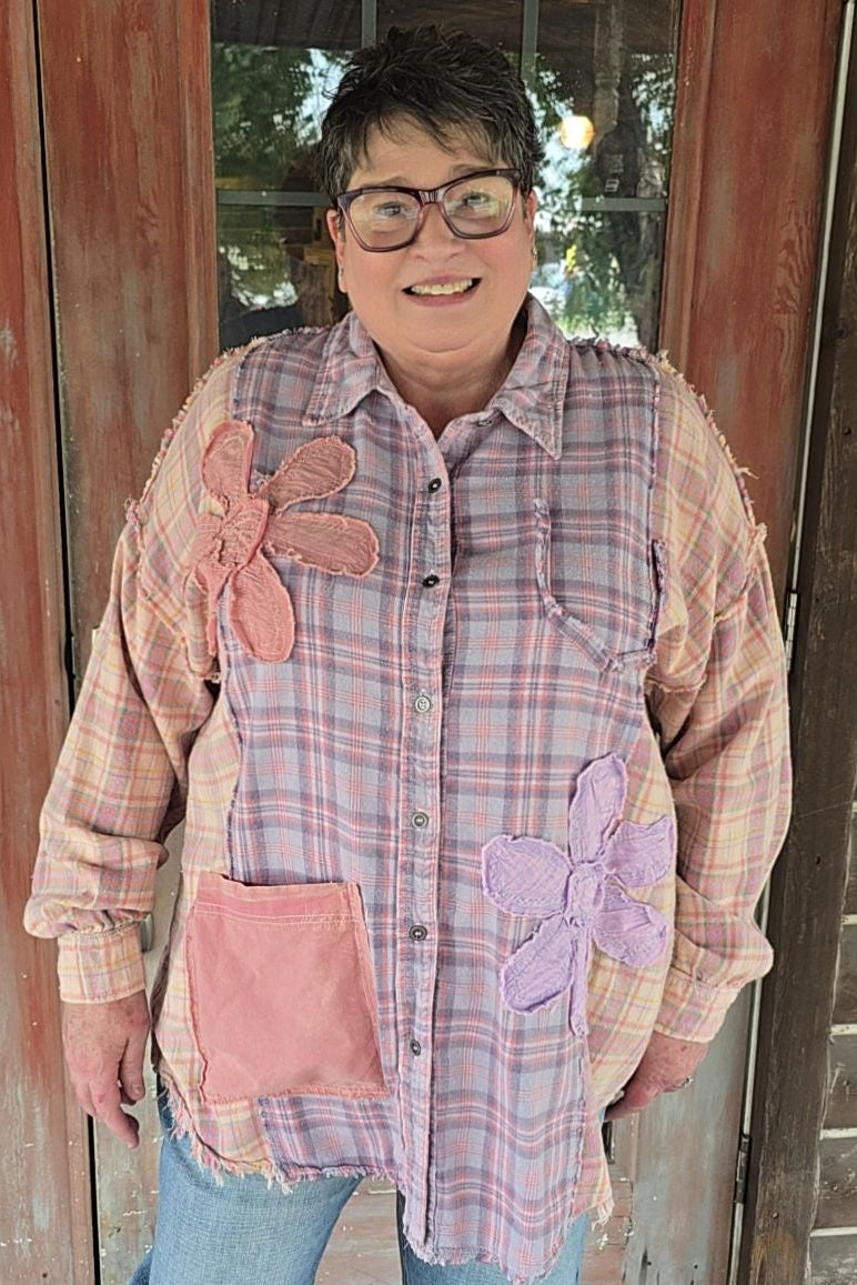 Plaid Daisy Cotton Blouse