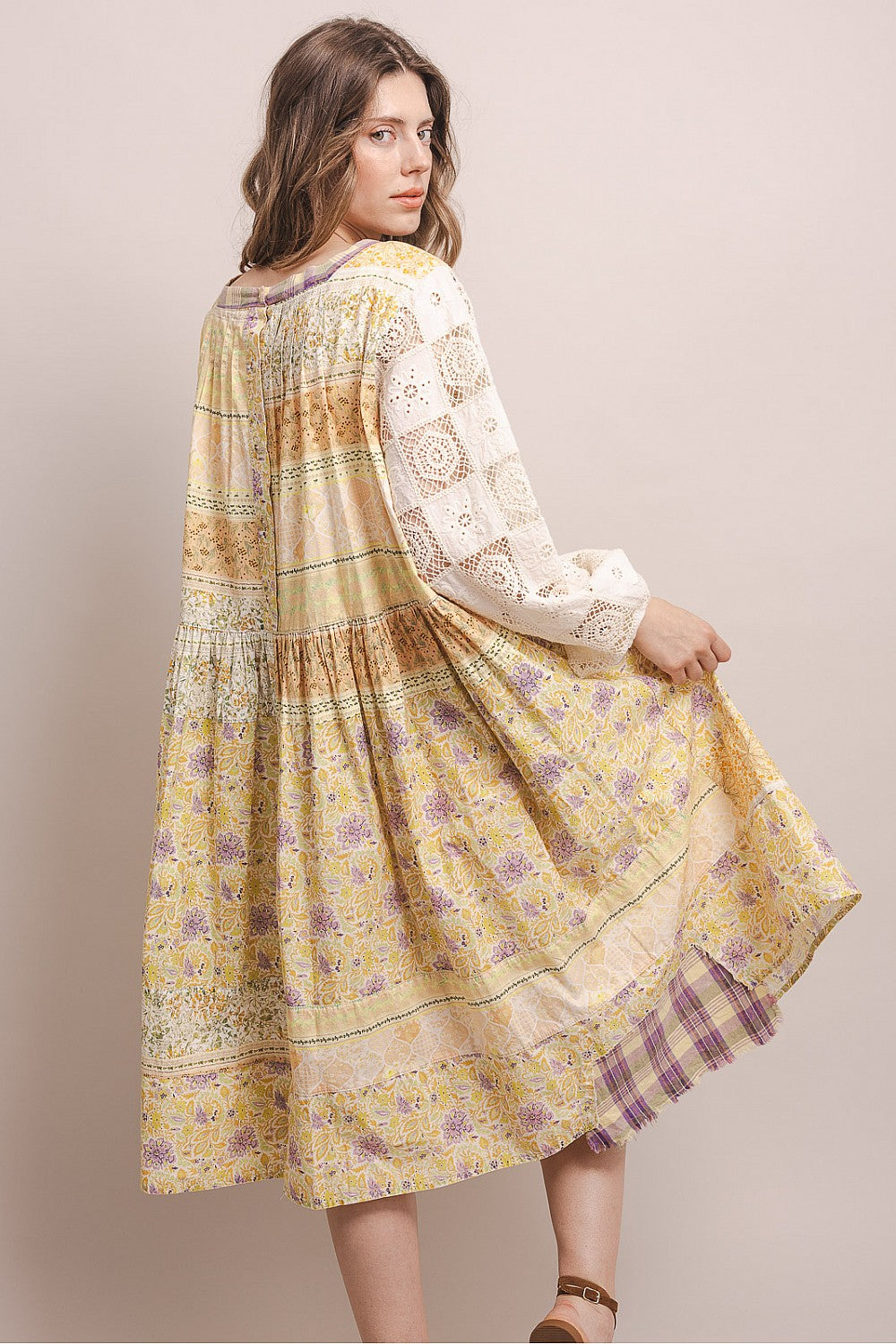 Blackberry Lemon Floral Midi Dress