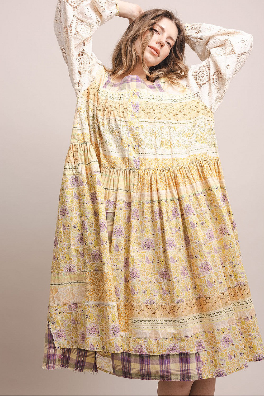 Blackberry Lemon Floral Midi Dress