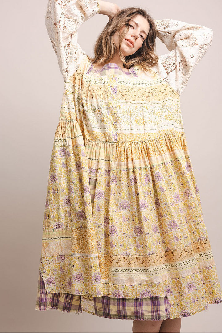 Blackberry Lemon Floral Midi Dress