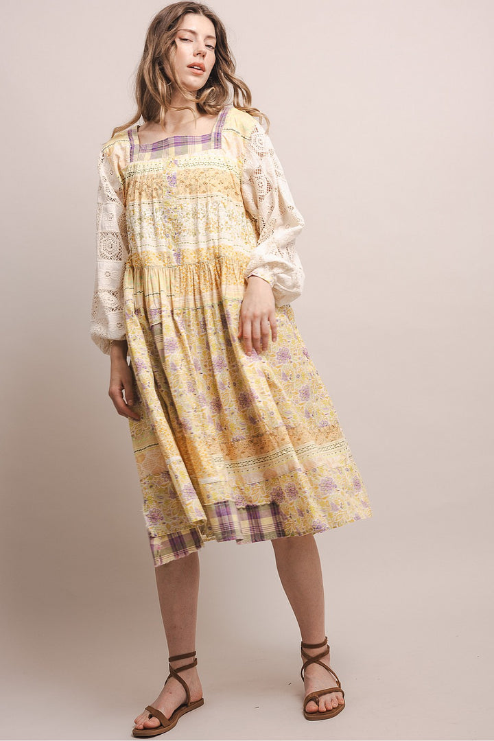 Blackberry Lemon Floral Midi Dress