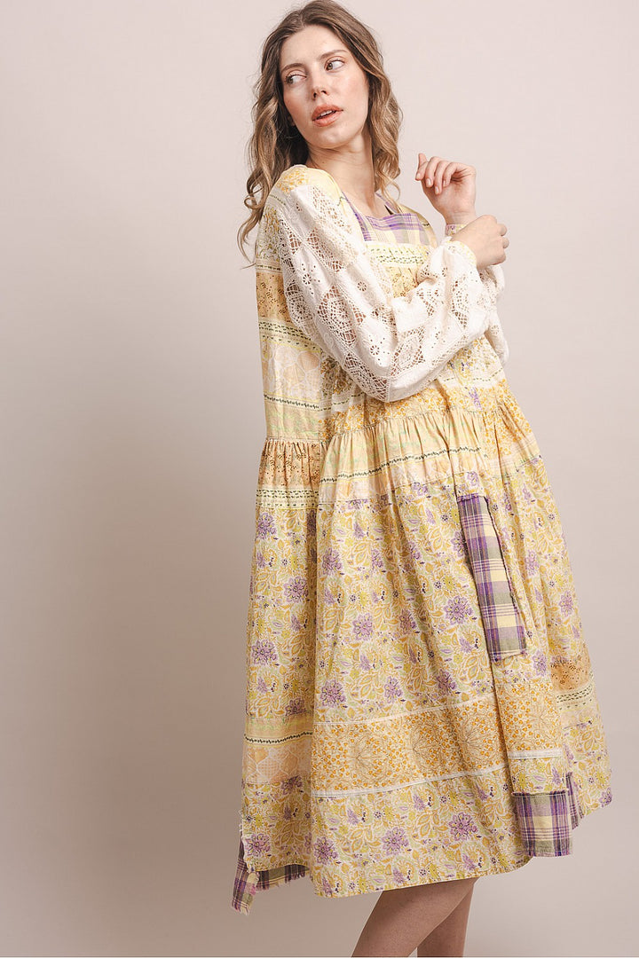 Blackberry Lemon Floral Midi Dress