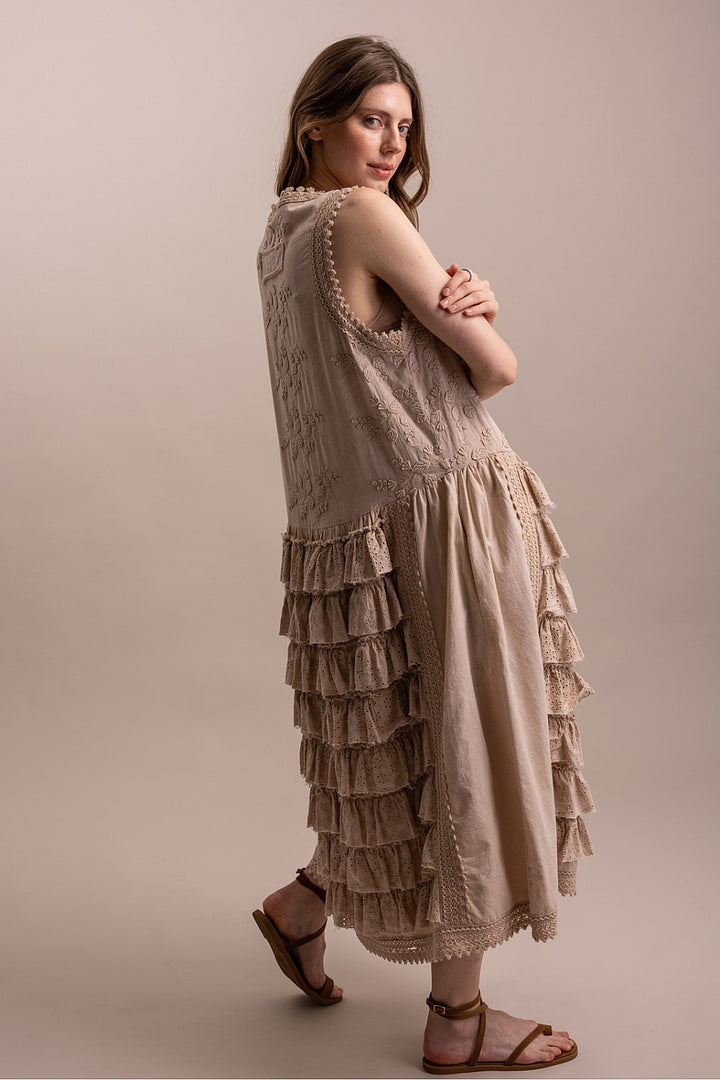 Timeless Taupe Ruffle Dress