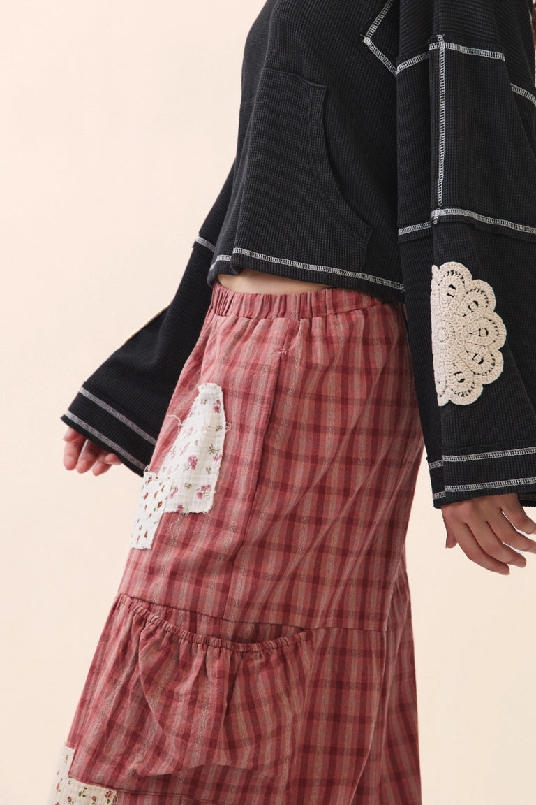 Rich Cherry Patchwork Pants