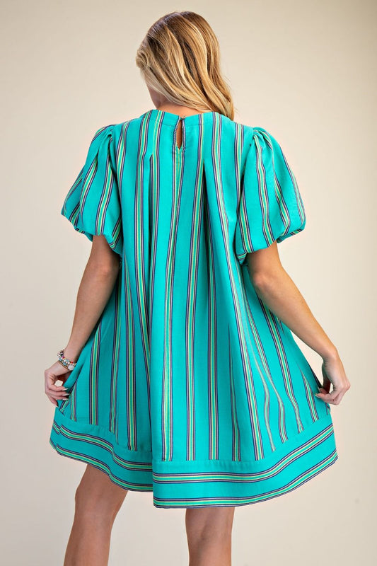 Blooms And Stripes Dress