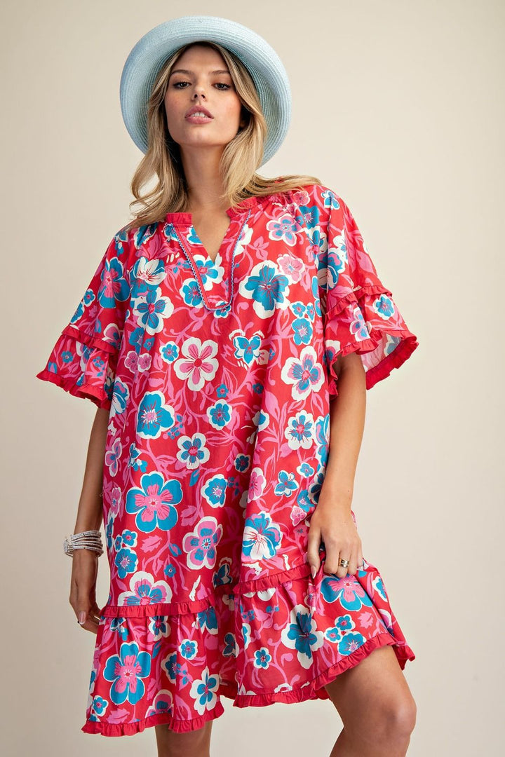 Boho Berry Ruffle Dress