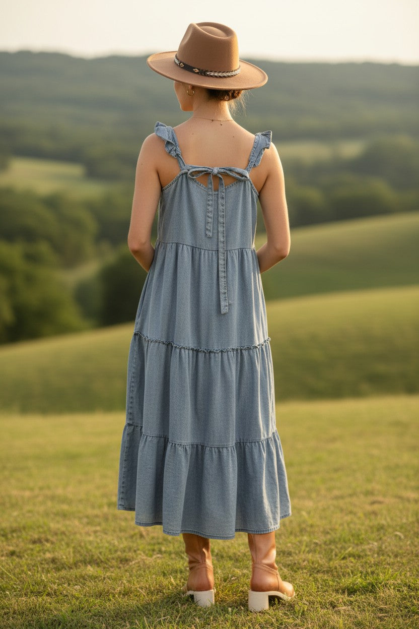 Everly Ruffle Denim Dress