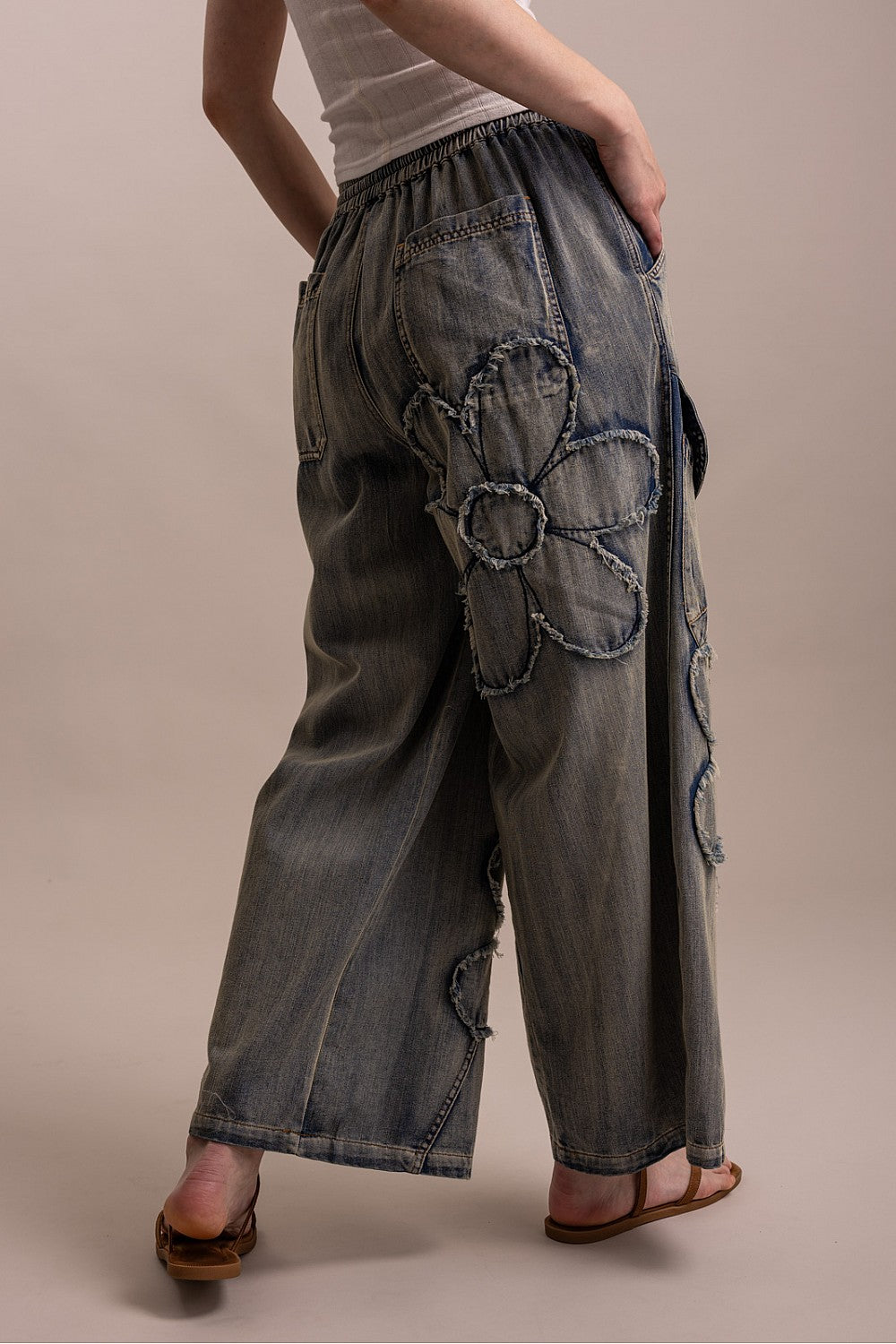 Daisy Bloom Wide Leg Cargo Pants