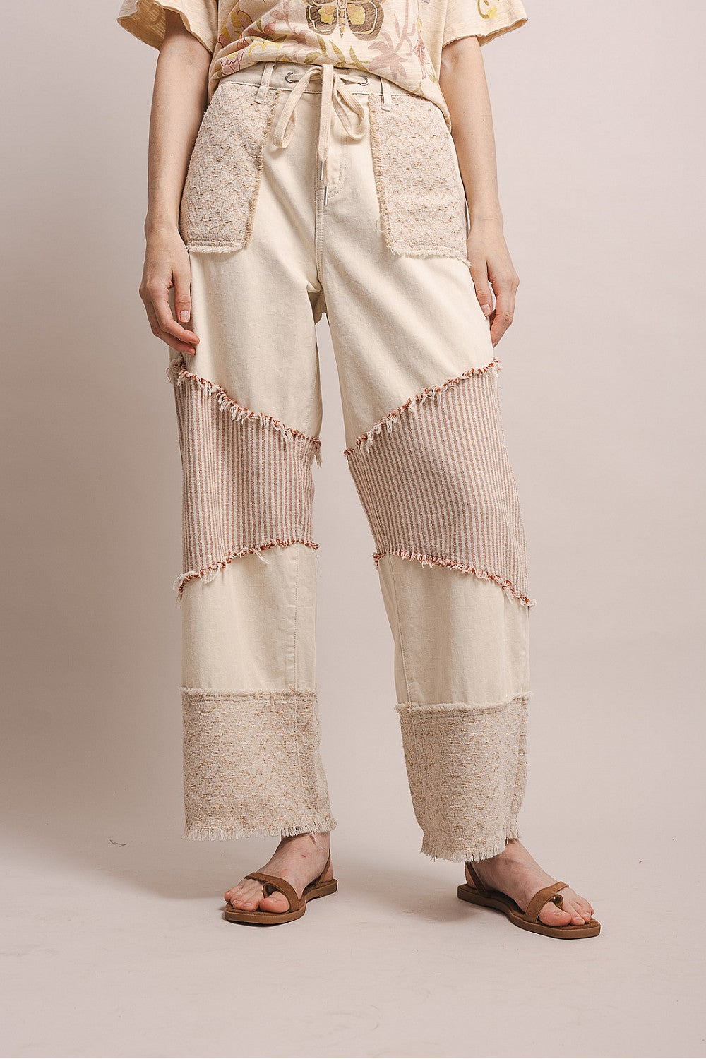 Sweet Cream Stripe Patch Pants