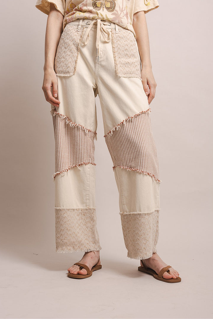 Sweet Cream Stripe Patch Pants