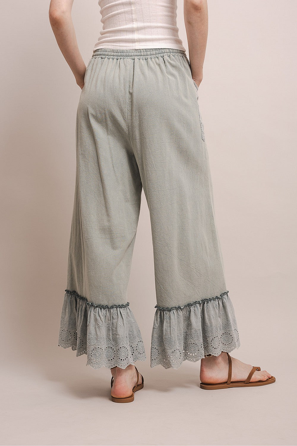 Sage Serenade Ruffle Pants
