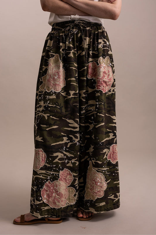 Rebel Rose Camo Cotton Pants